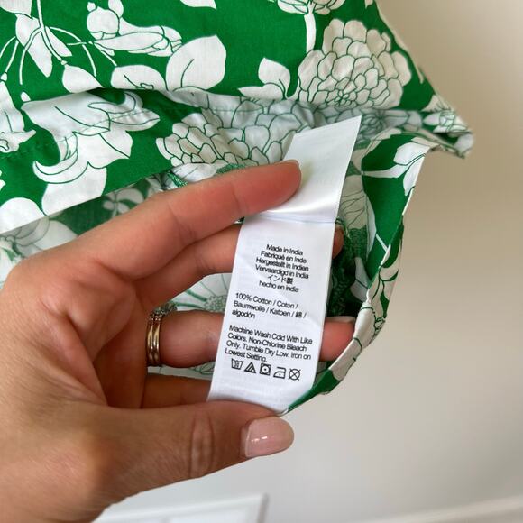 J. Crew Smocked One-Shoulder Top in Kelly Floral Green S - Picture 8 of 8